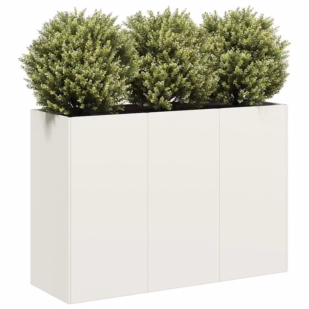 Fioriera a cassetta bianca in acciaio laminato a freddo L: 120 cm, P: 40 cm, H: 80 cm