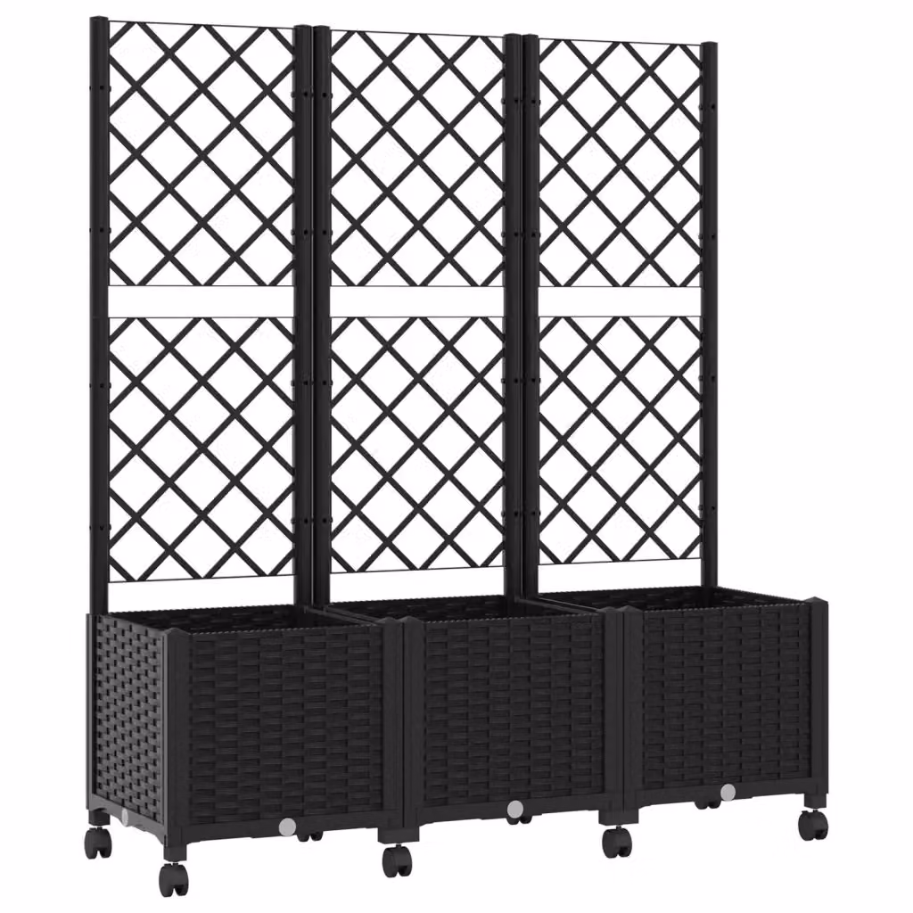 Vaso da giardino con grigliato per piante rampicanti vidaXL, Nero, L 120 x P 40 x H 146 cm – 2