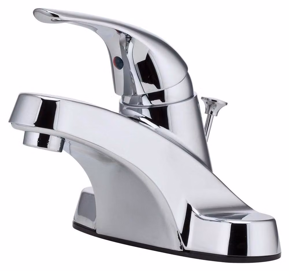 Miscelatore monocomando per bagno, modello centrotubo da 10,2 cm, senza piombo, finitura cromata lucida, portata di 1,2 gpm