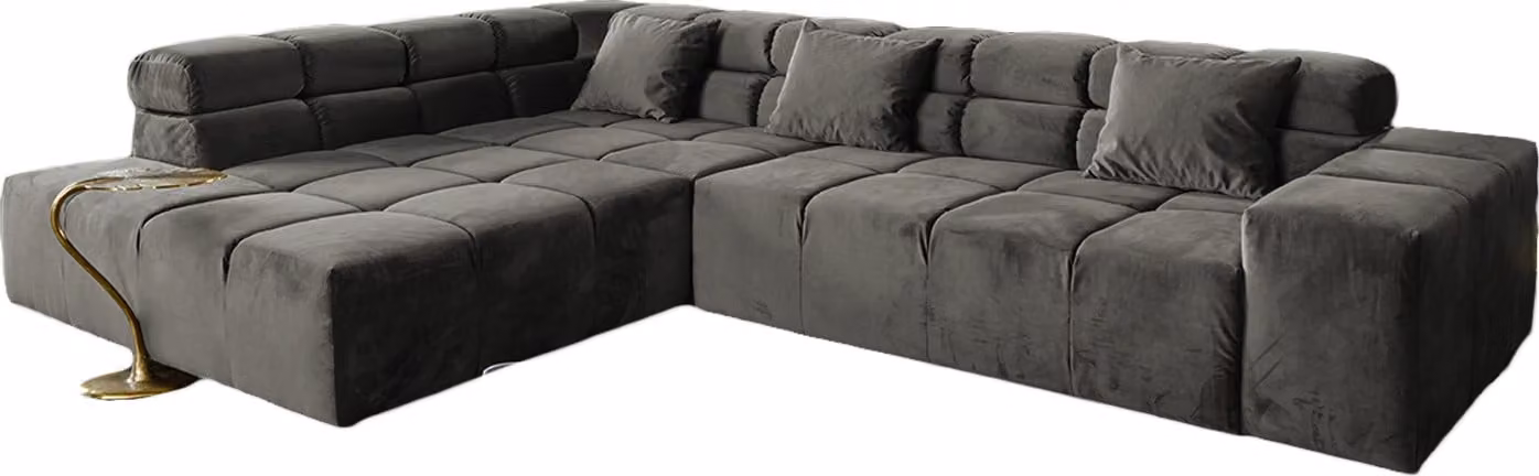 KAWOLA Divano NEVADA Ecksofa Velluto grado Recamiere links