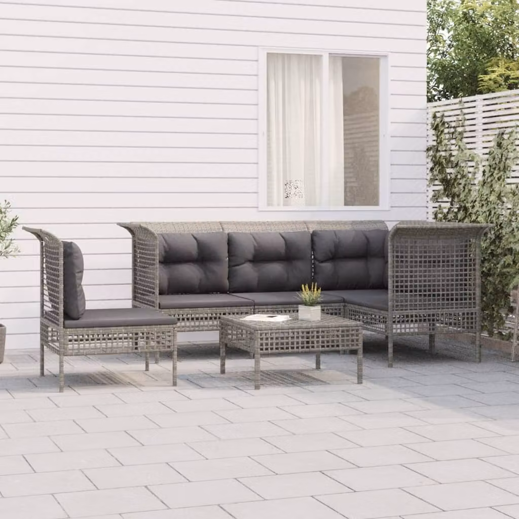 Maison Exclusive - Set Divani da Giardino 6 pz con Cuscini in Polyrattan Grigio