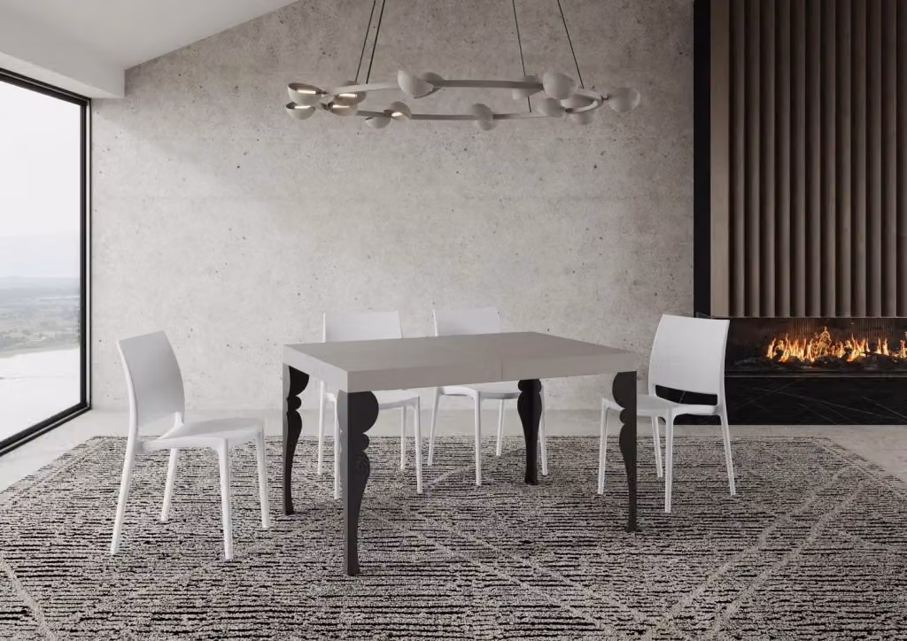 Tavolo da pranzo allungabile Itamoby moderno in bianco frassino con gambe antracite L: 200-304 cm, P: 90 cm – 2