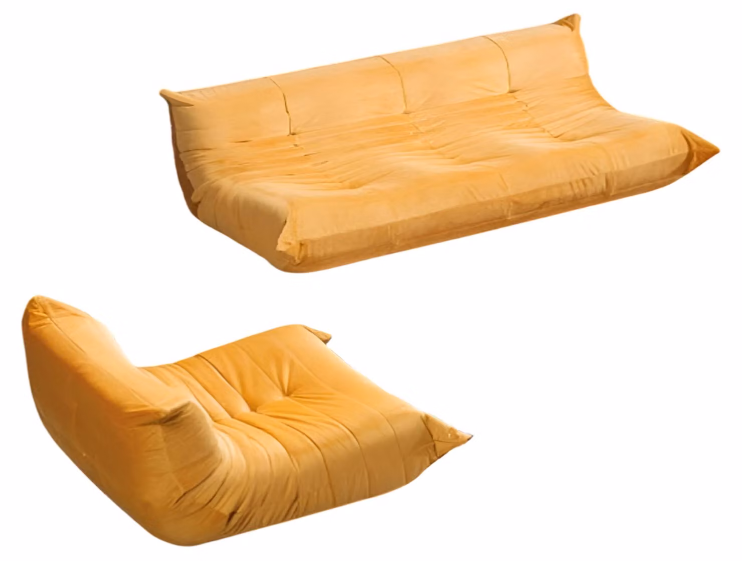 Moderne Orange Wohnzimmer Sofagarnitur Polster 3-Sitzer Sitzsessel