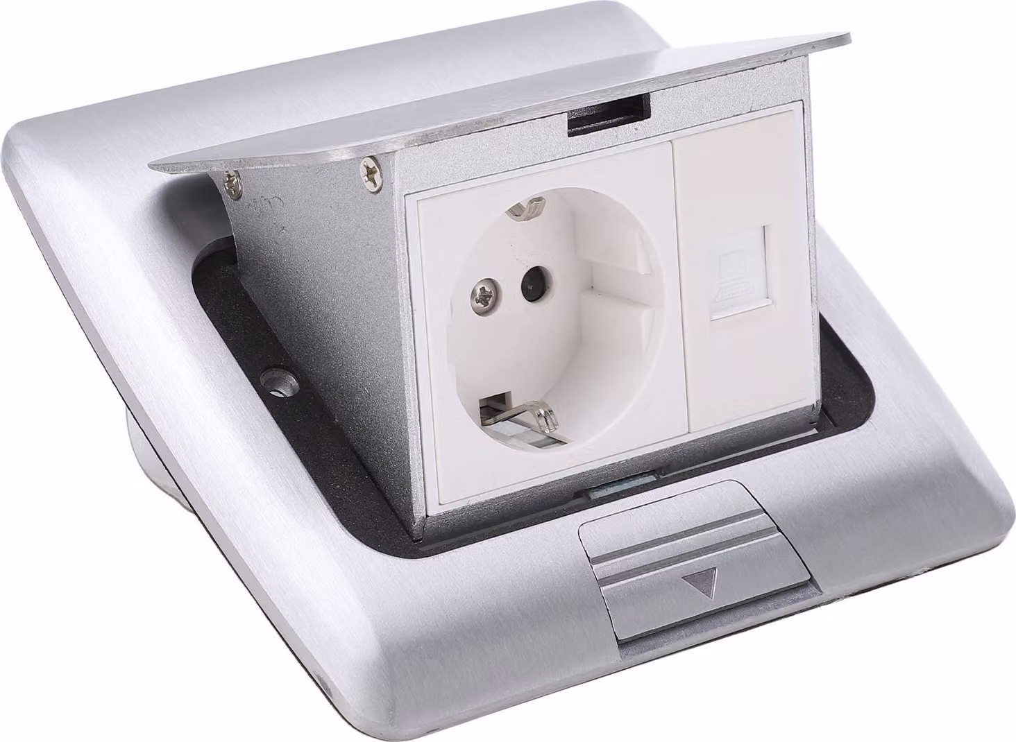 Presa a pavimento, impermeabile, buona tenuta, incassata, sicura, pratica, color argento, presa a pavimento semicurva, 250 V, 16 A