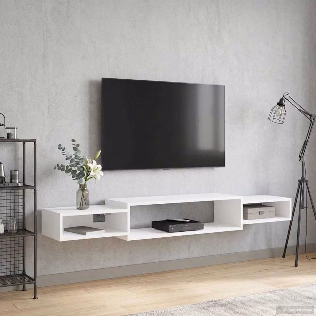 Mobile TV da parete vidaXL Bianco Moderno L: 180 cm, P: 28 cm, H: 21 cm