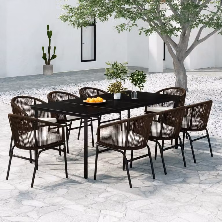 Maison Exclusive - Set da pranzo da giardino da 9 pezzi, marrone