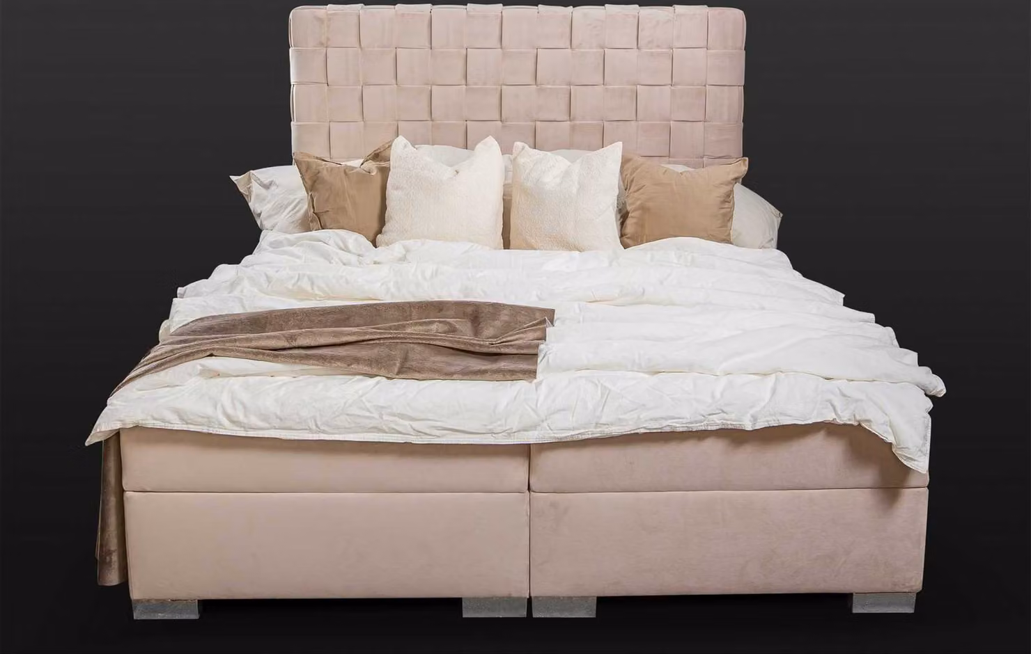 Polsterbett Betten beige Polster Designer Luxus Design 180x200 Doppelbett