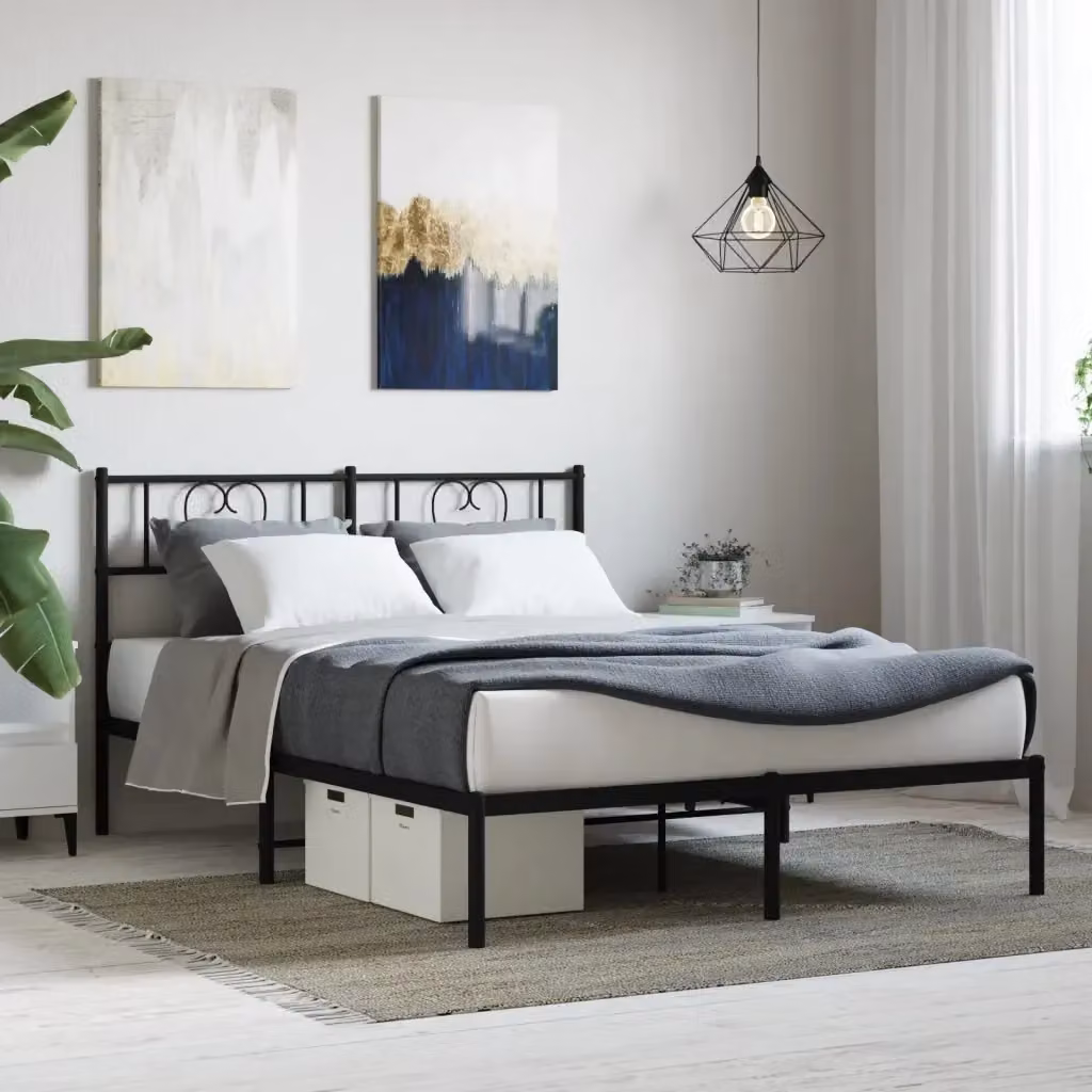Letto matrimoniale con testiera in metallo nero lacquered L/P/H: 120 x 200 x 90 cm – 2