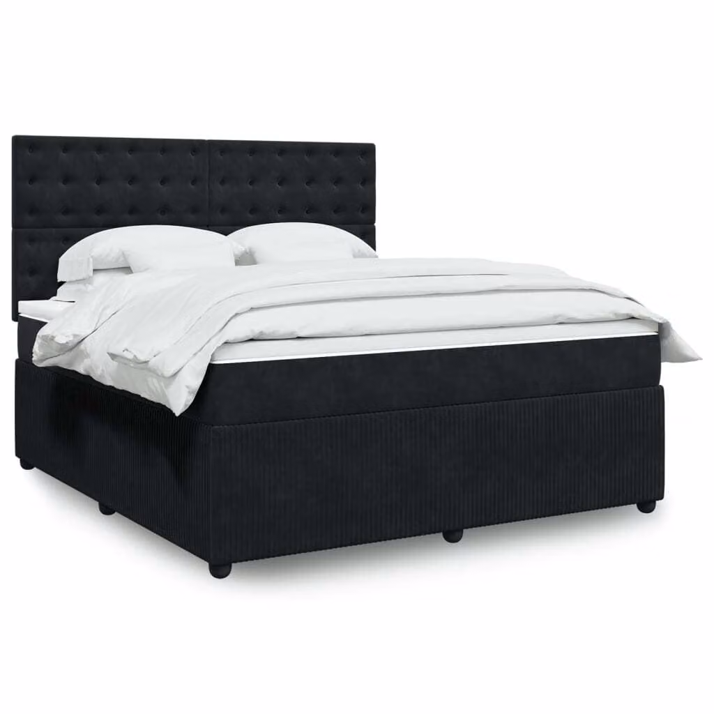 Maison Exclusive - Giroletto a Molle con Materasso Nero 180x200 cm in Velluto