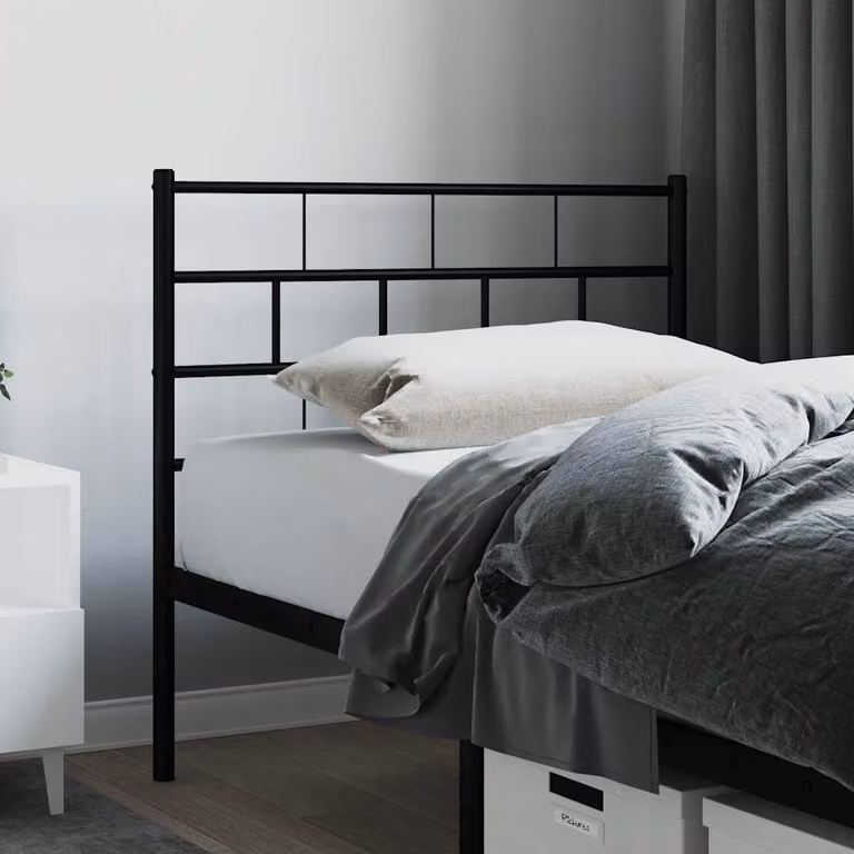 Testiera di ricambio vidaXL in metallo nero laccato per camera da letto, L: 75 cm, H: 90 cm, P: 3 cm