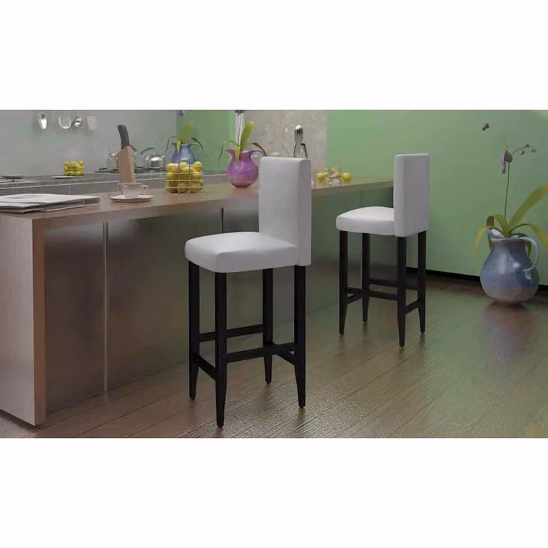 Set di 4 sgabelli da bar vidaXL in similpelle bianca con struttura in legno e plastica