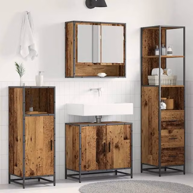 Set di mobili per il bagno 3 pz Legno vecchio 3402518