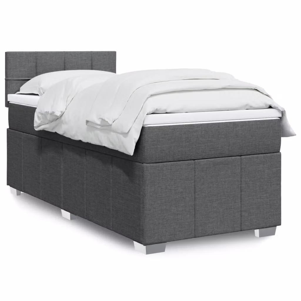 vidaXL Letto Ibrido con Materasso a Molle Insacchettate Grigio e Bianco L/P/H: 90 x 190 x 100,5 cm