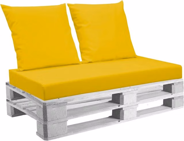 Cuscini per Pallet Mariotti Belem Seduta e Schienale in Similpelle Giallo L: 120 cm, P: 60 cm