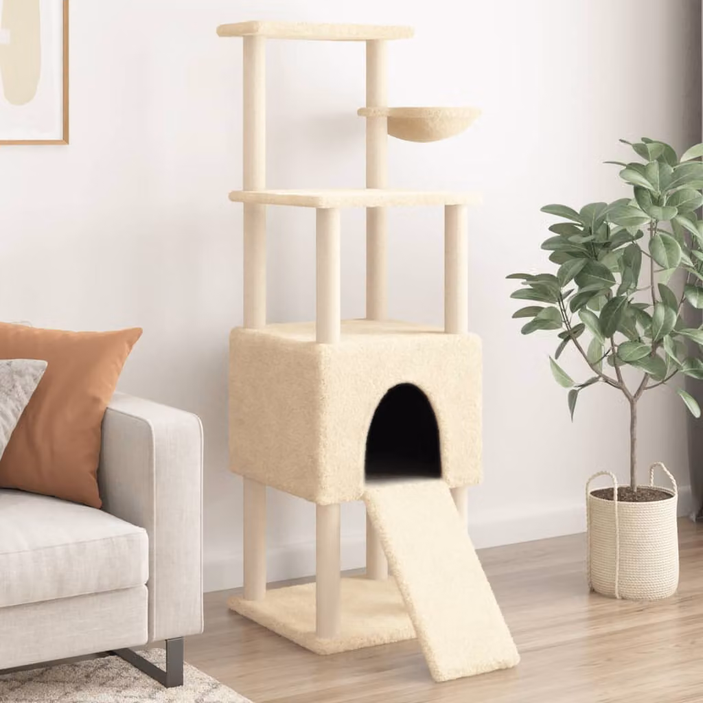 vidaXL Albero per Gatti con Tiragraffi in Sisal Sostituibile Beige Altezza: 153 cm