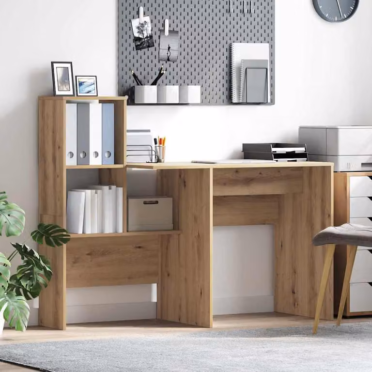 Maison Exclusive - Scrivania in legno composito effetto "Artisan Oak", dimensioni 131,5 x 50 x 106,5 cm