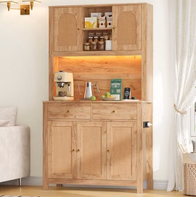 Credenza alta con LED RGB e prese, 100x40x180 cm