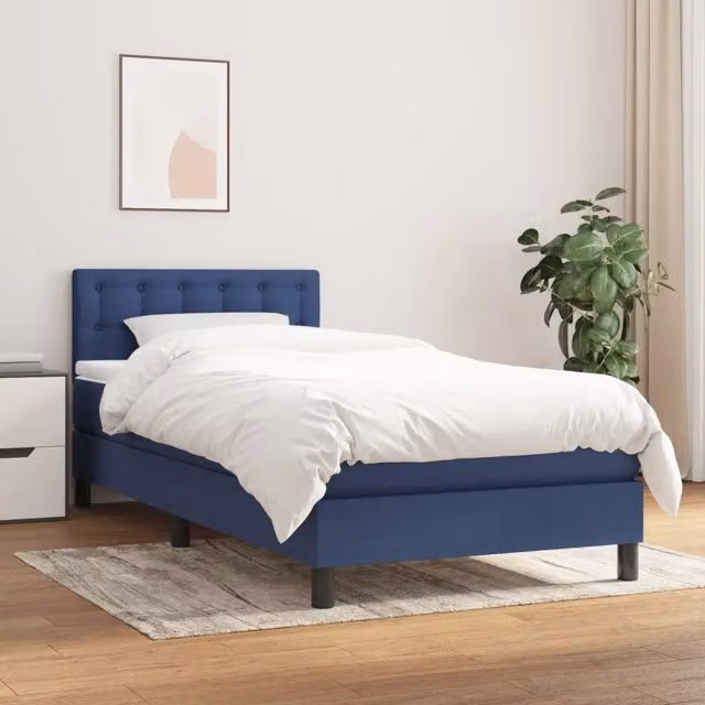 Giroletto a Molle con Materasso-Struttura Letto Blu 100x200 cm in Tessuto 830769