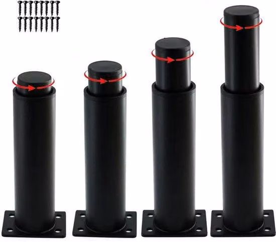 Set di gambe regolabili per tavolo, 15-25 cm, metallo nero