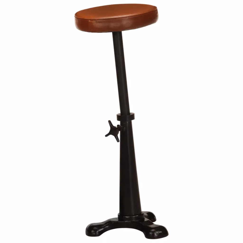 Set di 2 sgabelli da bar vidaXL in vera pelle marrone e metallo stile industriale – 2
