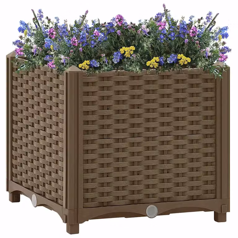 Fioriera Rialzata vidaXL in Plastica Marrone L/P/H: 40 x 40 x 38 cm