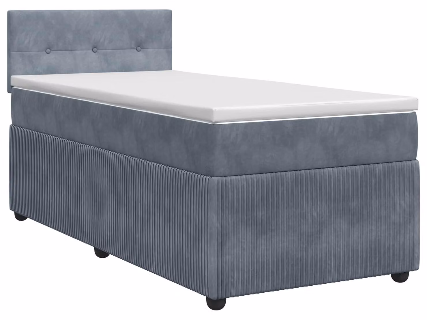Letto a molle con materasso grigio scuro 80 x 200 cm in velluto