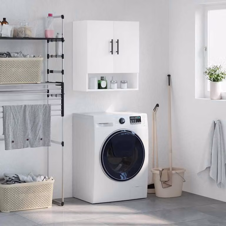 Armadietto a muro vidaXL bianco in legno e MDF con ante a battente L 60 cm, P 31 cm, H 70 cm