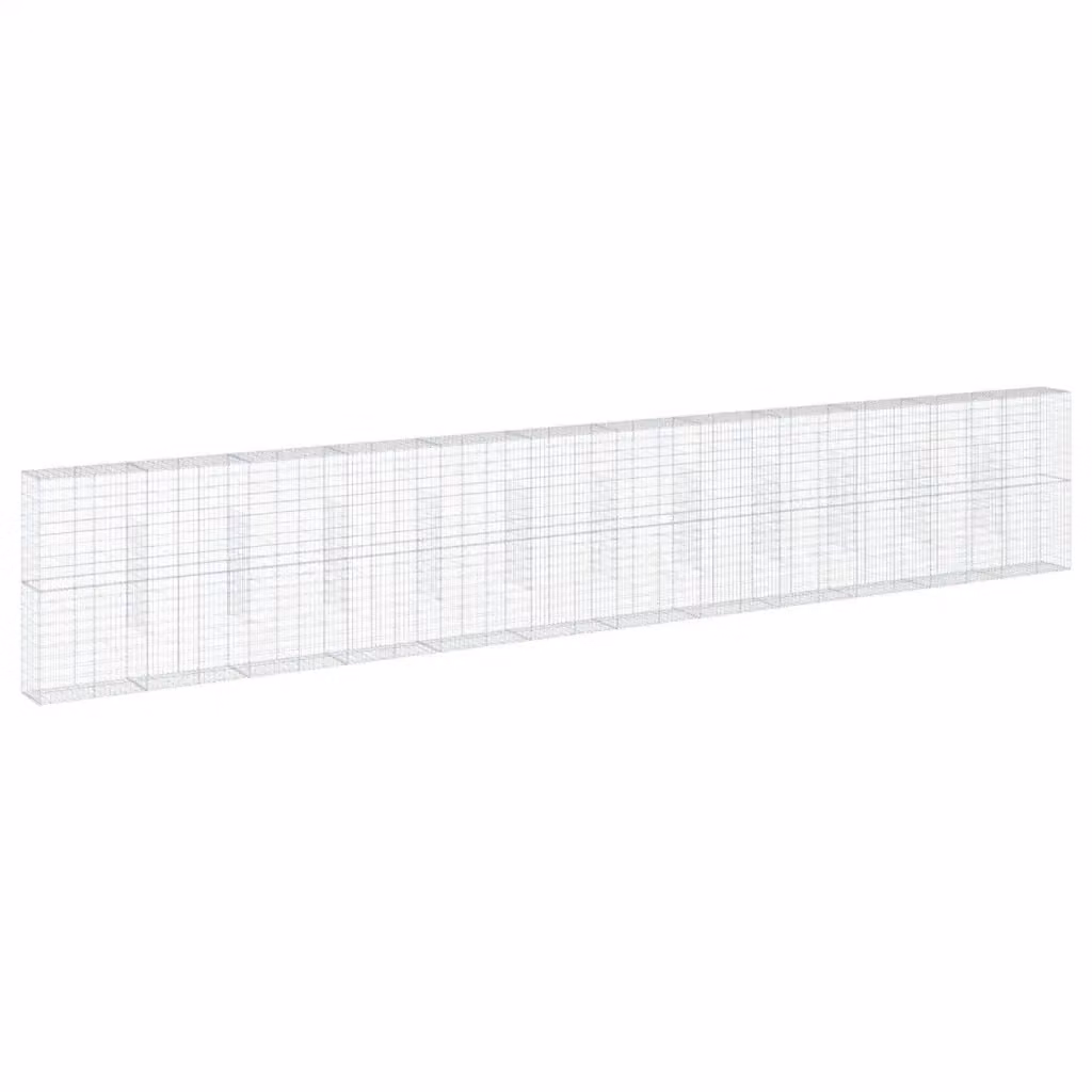 Cesto Gabbione con Copertura vidaXL in Ferro Zincato Grigio L: 1200 cm, P: 50 cm, H: 200 cm – 2