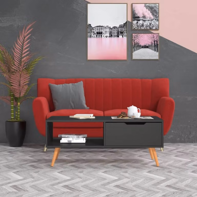 vidaXL Tavolino grigio 100x49,5x43 cm Materiale a base di legno - Tavolino - Tavoli da caffè - Tavolo da salotto - Tavoli da salotto