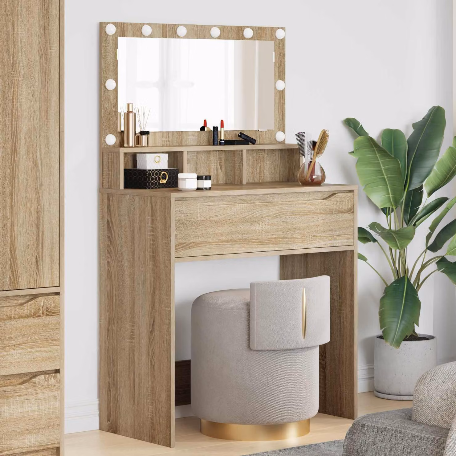 vidaXL Tavolo da Trucco Moderno in Legno Rovere e Marrone L: 135,0 cm, P: 39,5 cm, H: 80,0 cm
