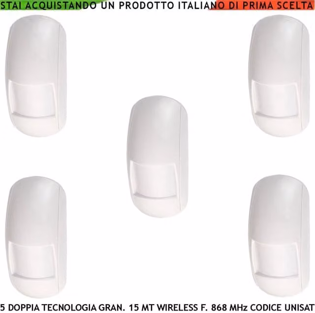 Kit di 5 sensori di movimento per rilevamento intrusioni Securvera con tecnologia radio bidirezionale 868 MHz, controllo smart via app e colore bianco