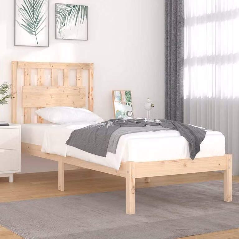 vidaXL Giroletto Singolo in Legno Massello di Pino Rustico L/P/H: 90 x 190 x 35 cm