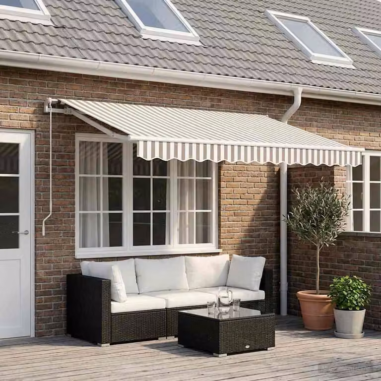 Maison Exclusive - Telo di ricambio per tenda da sole, dimensioni 4x3 metri, a righe grigio chiaro e bianco