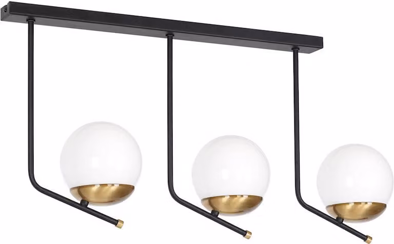 Lampada da soffitto CARINA bianco-nera 3xE14x40W in vetro, dimensioni: 38x65x14 cm, IP20, Milagro