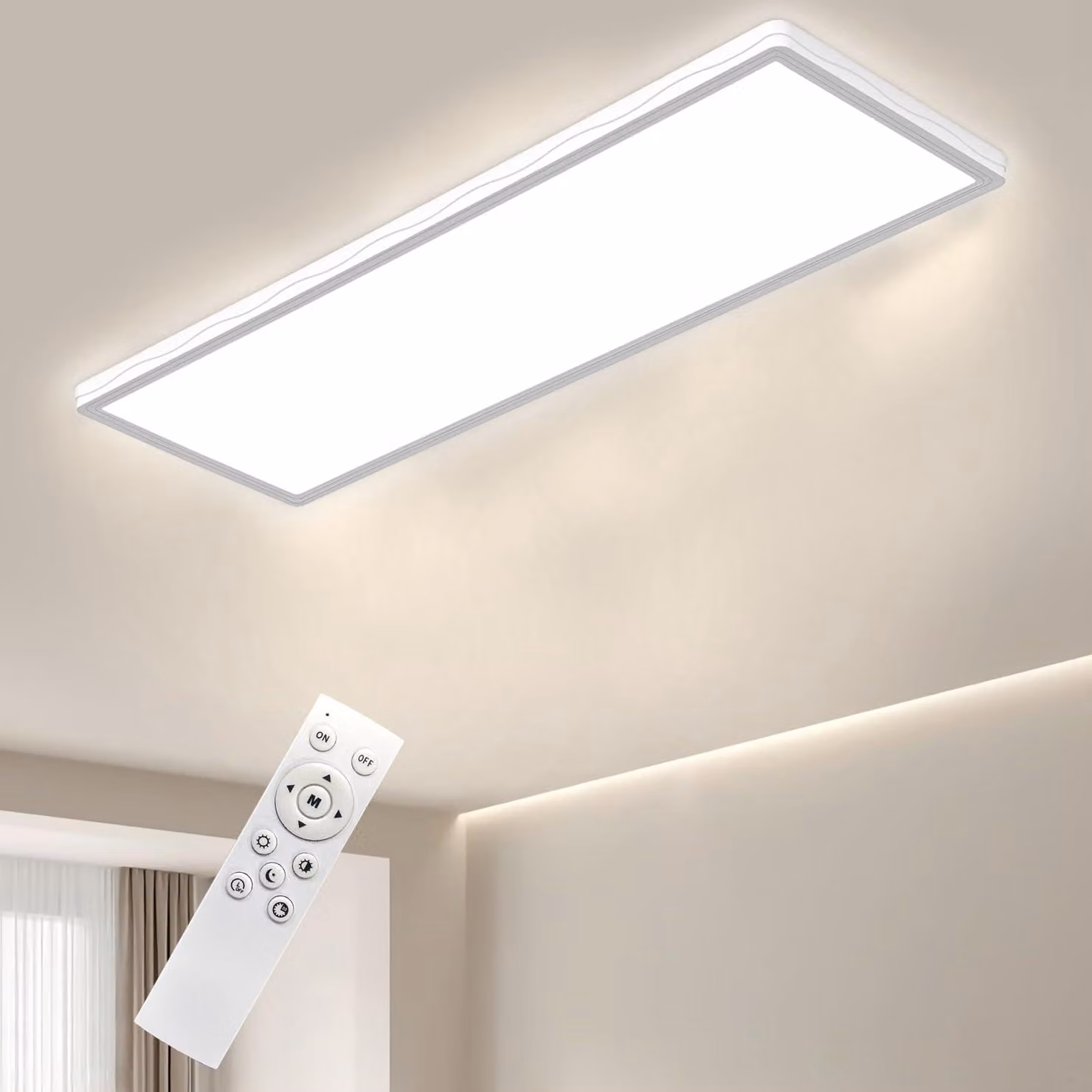 Lampada da soffitto a LED, 24W, con telecomando, dimmerabile, 58x20cm, colore bianco – dimensioni 58 cm