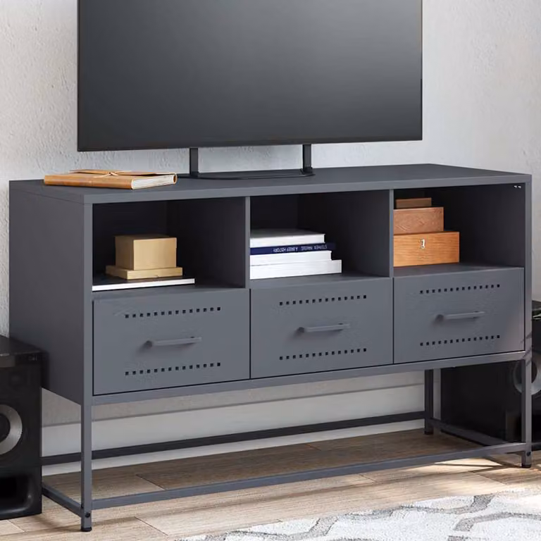 Mobile TV vidaXL in acciaio antracite con ruote L: 100,5 cm, P: 39 cm, H: 60,5 cm