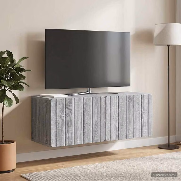 Mobile Porta TV da Muro Moderno vidaXL in MDF Grigio L: 78,5 cm, P: 31 cm, H: 30 cm