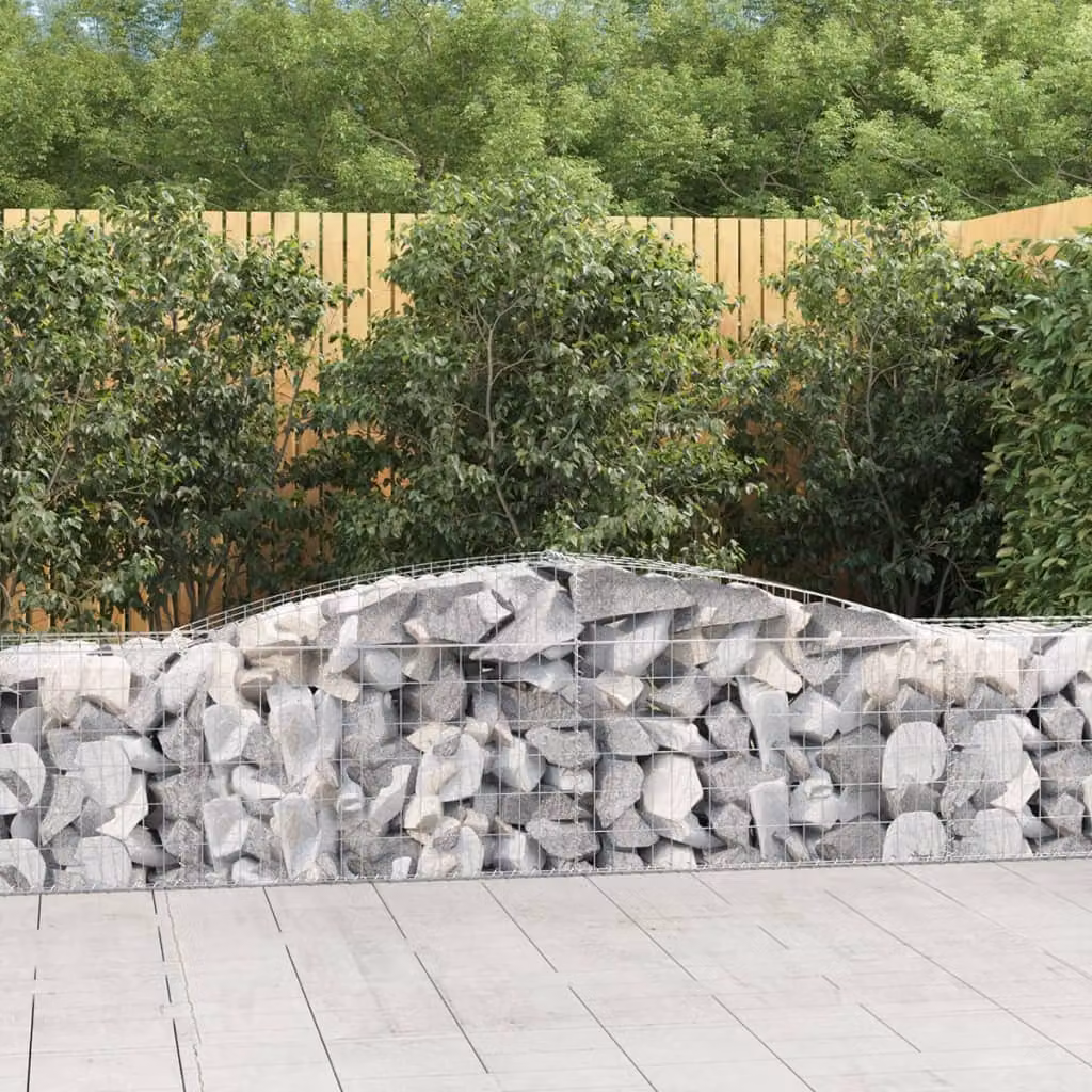 Set di 4 cesti gabbioni ad arco vidaXL in acciaio zincato grigio, L: 400 cm, P: 50 cm, H: 60/80 cm