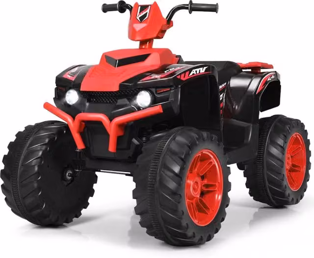 Quad elettrico ATV 12 V per bambini con musica e luci LED, Quad a batteria con sedile comodo 104x67x74cm Rosso-Macchinine giocattoli