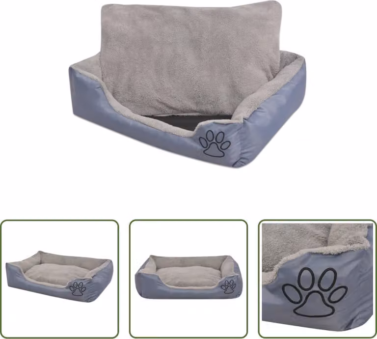 The Living Store Cane con cuscino imbottito taglia S Grigio