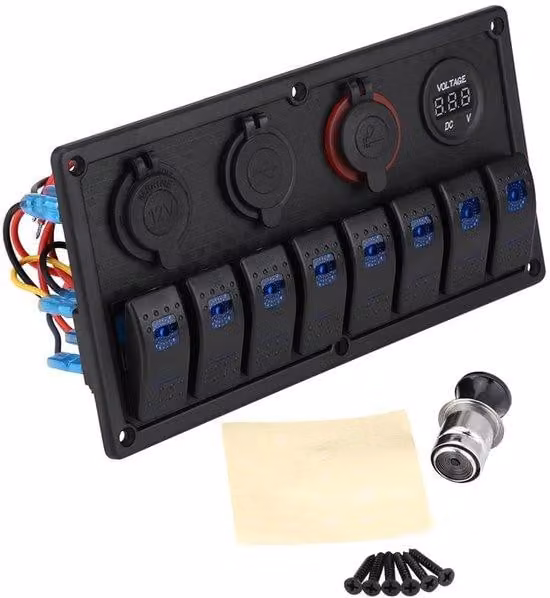 Pannello di controllo marino con voltmetro duale USB - Impermeabile - Accessorio per imbarcazioni