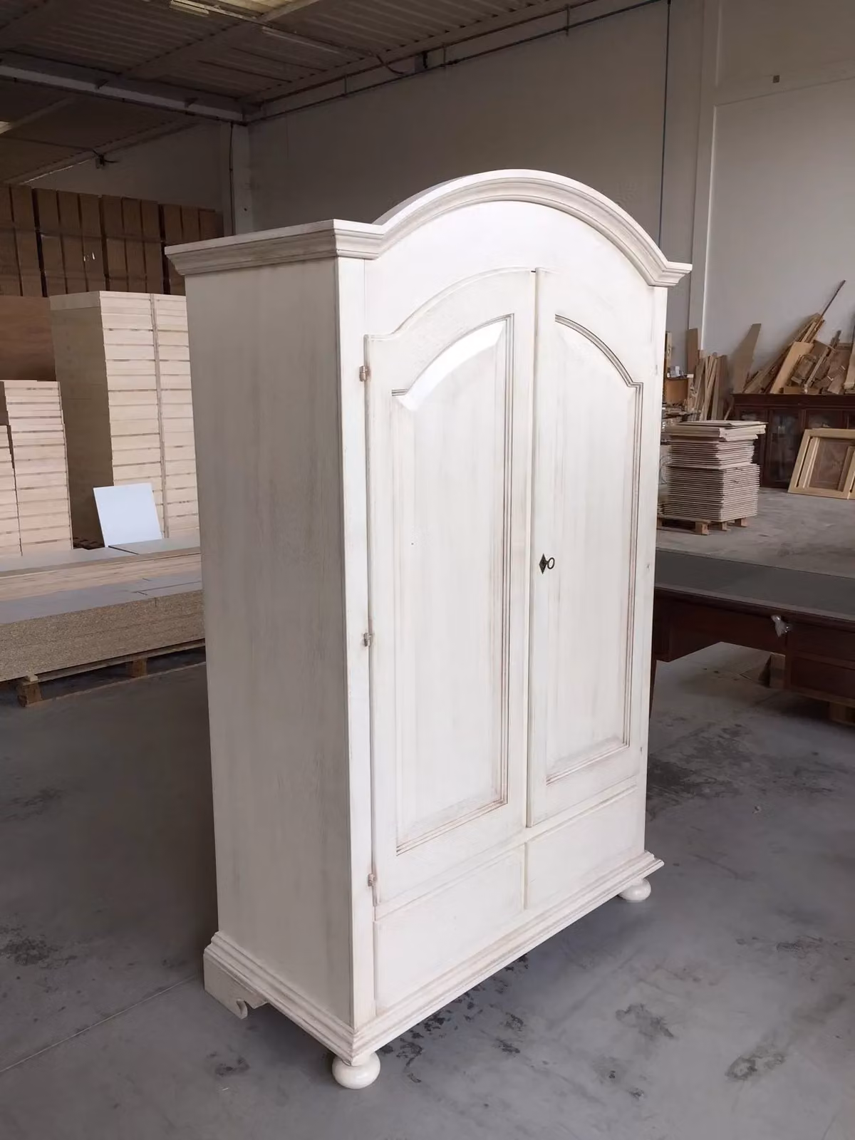 Armadio shabby chic in legno di pino bianco con 2 ante e cassetti interni Mobili 2G L/P/H: 125 x 61 x 200 cm – 2