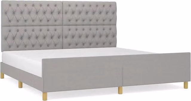 Letto matrimoniale | Letto per adulti | Giroletto con Testiera Grigio Chiaro 200x200 cm in Tessuto