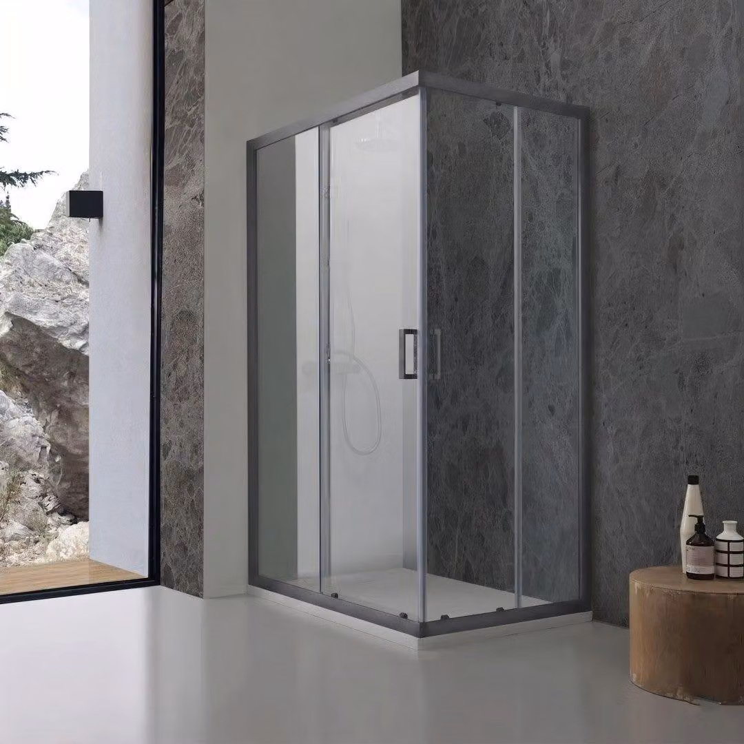 Box doccia 80x100x190 cm rettangolare vetro trasparente profili gun metal | City