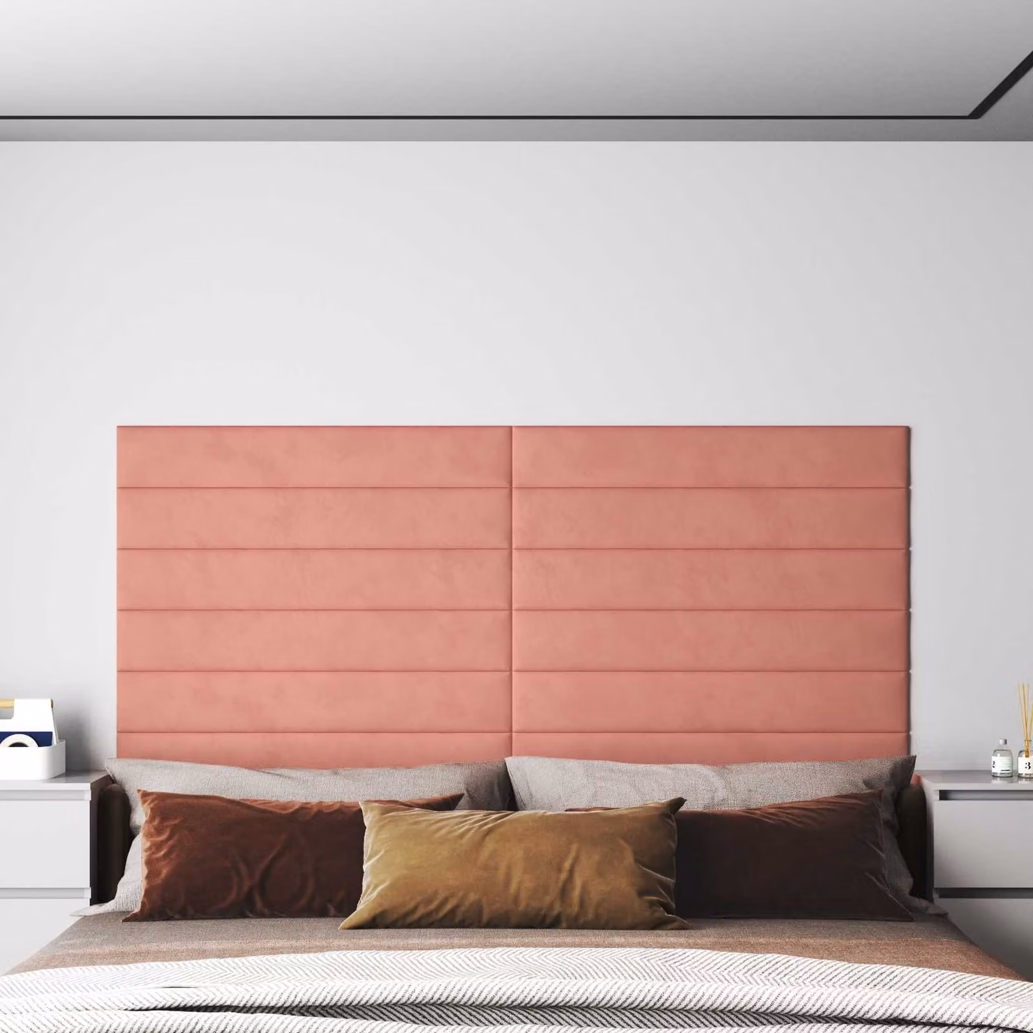 Set di 12 pannelli imbottiti vidaXL per testiera da parete in velluto rosa