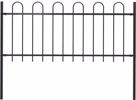 Recinzione da giardino Boxtel - Recinzione da giardino con terminale ad arco - 181x80 cm - Acciaio rinforzato - Nero - Recinzione metallica da giardino con 2 pali (130 cm) e accessori per il montaggio