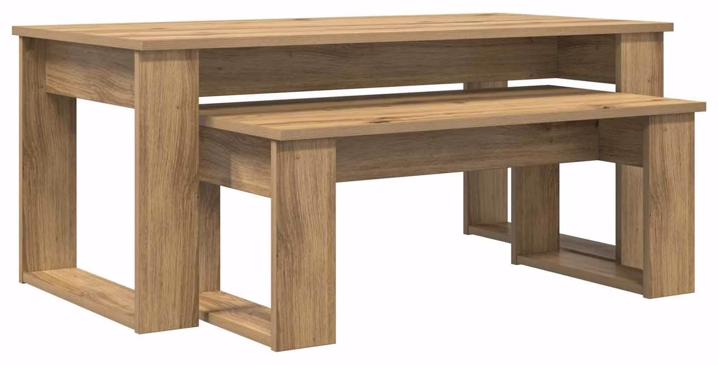 Set di 2 tavolini da salotto moderni in legno di quercia