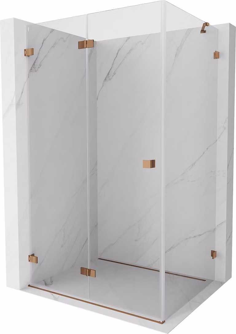 Mexen Lunar-F cabina doccia pieghevole sinistra 90 x 80 cm, trasparente, oro rosa- 836-090-080-60-00-L