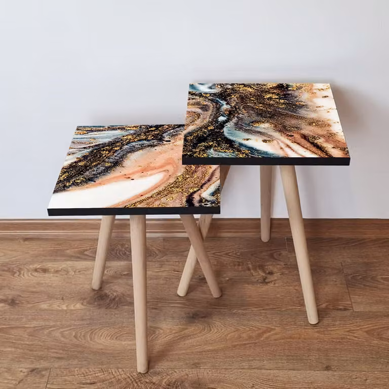 Skye Decor, 2Shp438 - Multicolor, tavolino (2 pezzi), multicolore, 100% MDF, 35 x 35 x 47 cm