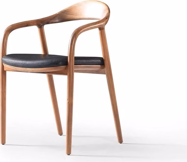 Designer Stuhl Holz Luxus Lehnstuhl Polster Stühle Esszimmer Leder